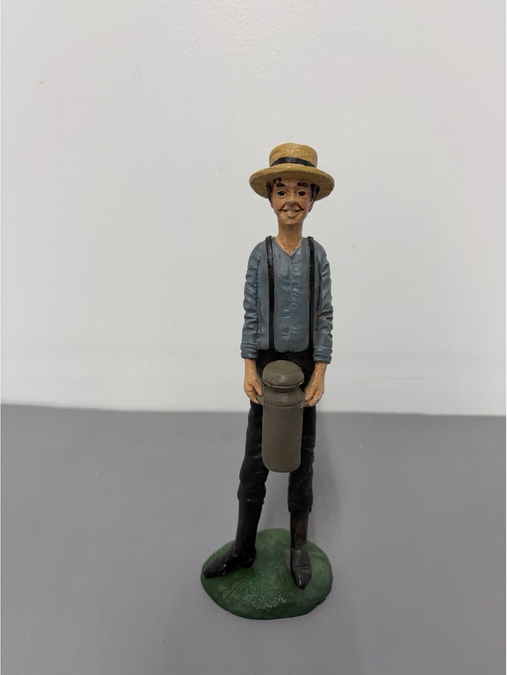 Vintage Jim Shore Farmer Figurine- Tall Skinny Farmer Holding Old Milk Container